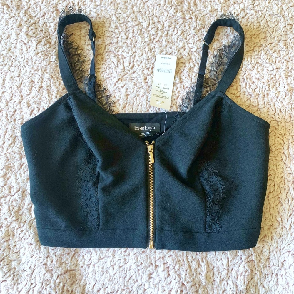 Bebe black crop top, size 4.